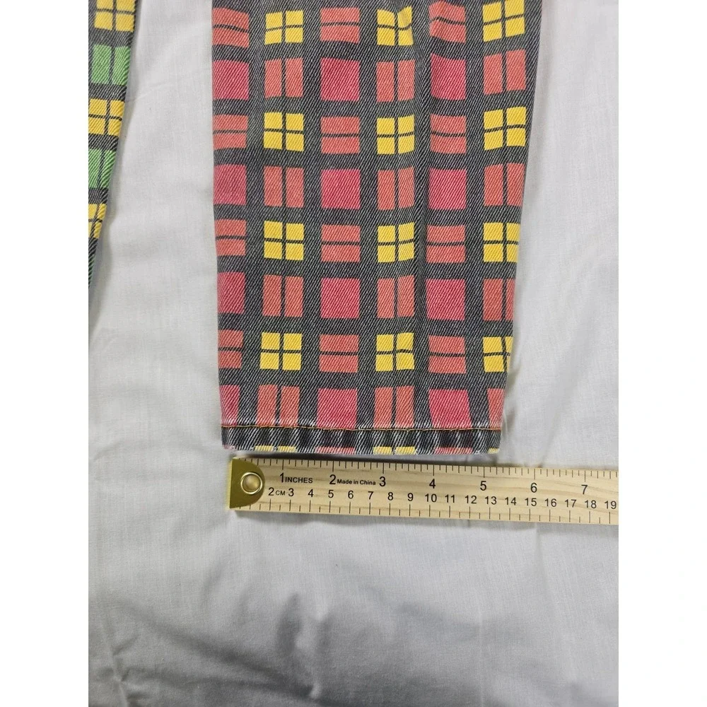 Ragged Jeans Jeans Womens 24 Multicolor Plaid Colorblock Tapered Leg Denim Pants
